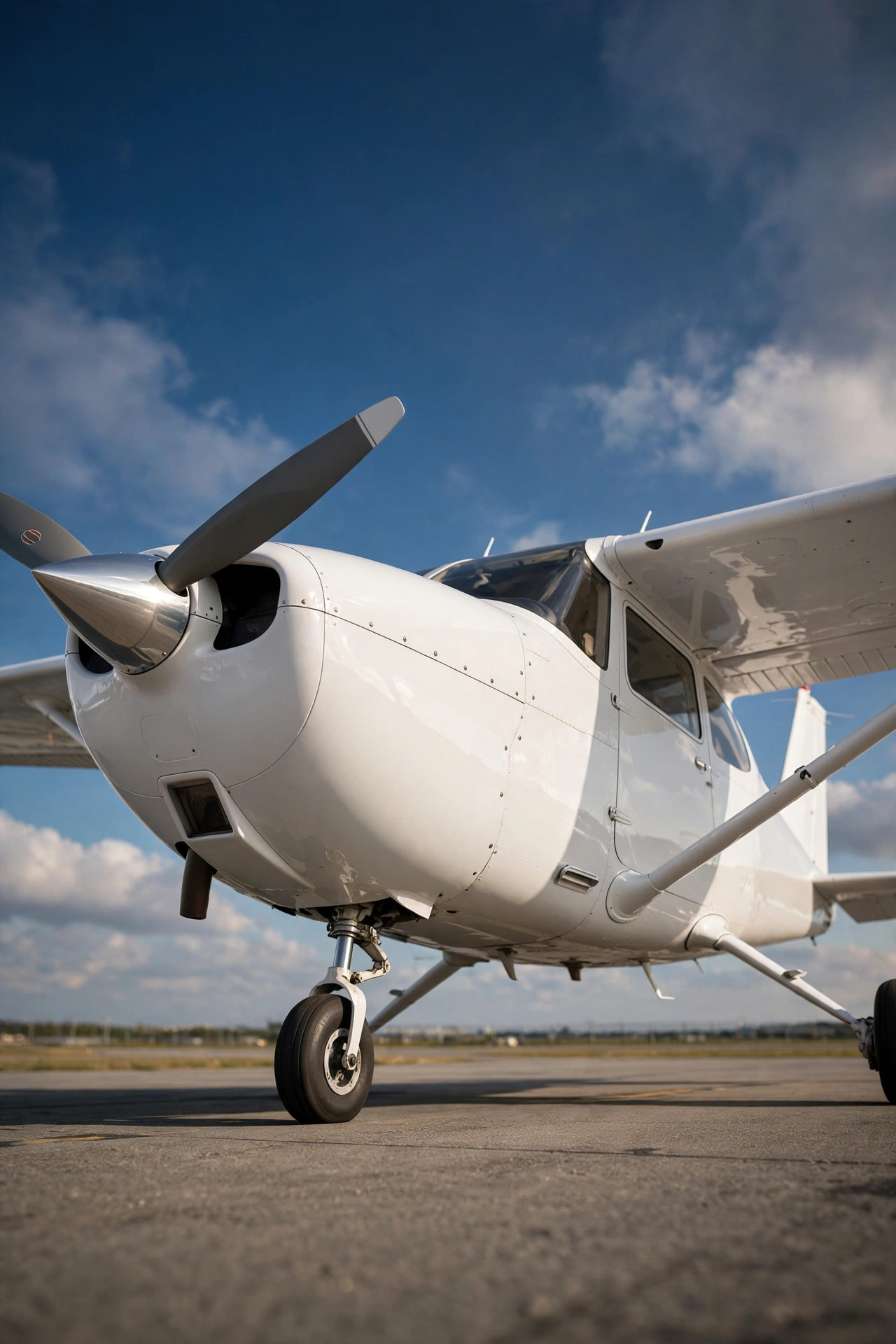Single-engine aircraft on an airport ramp